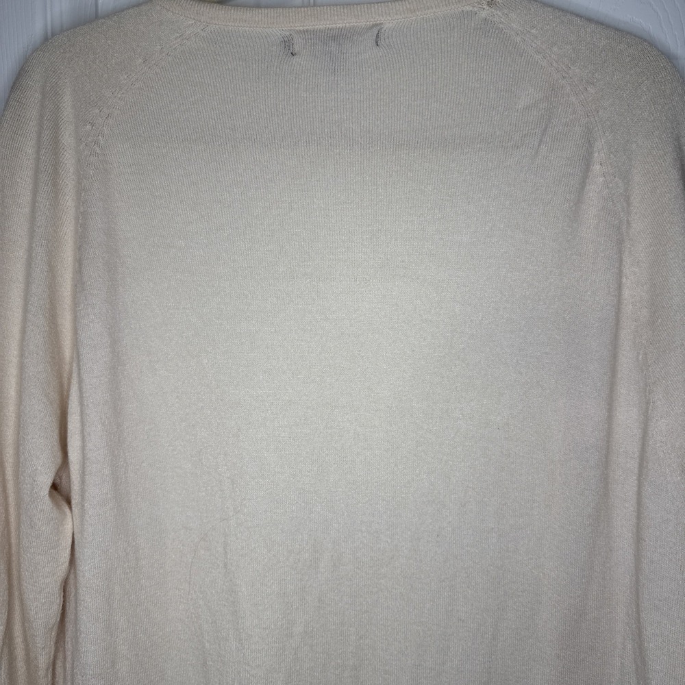 Love Tree Cream Beige Long Duster Cardigan Open Front Pockets Soft Knit L - Picture 6 of 11
